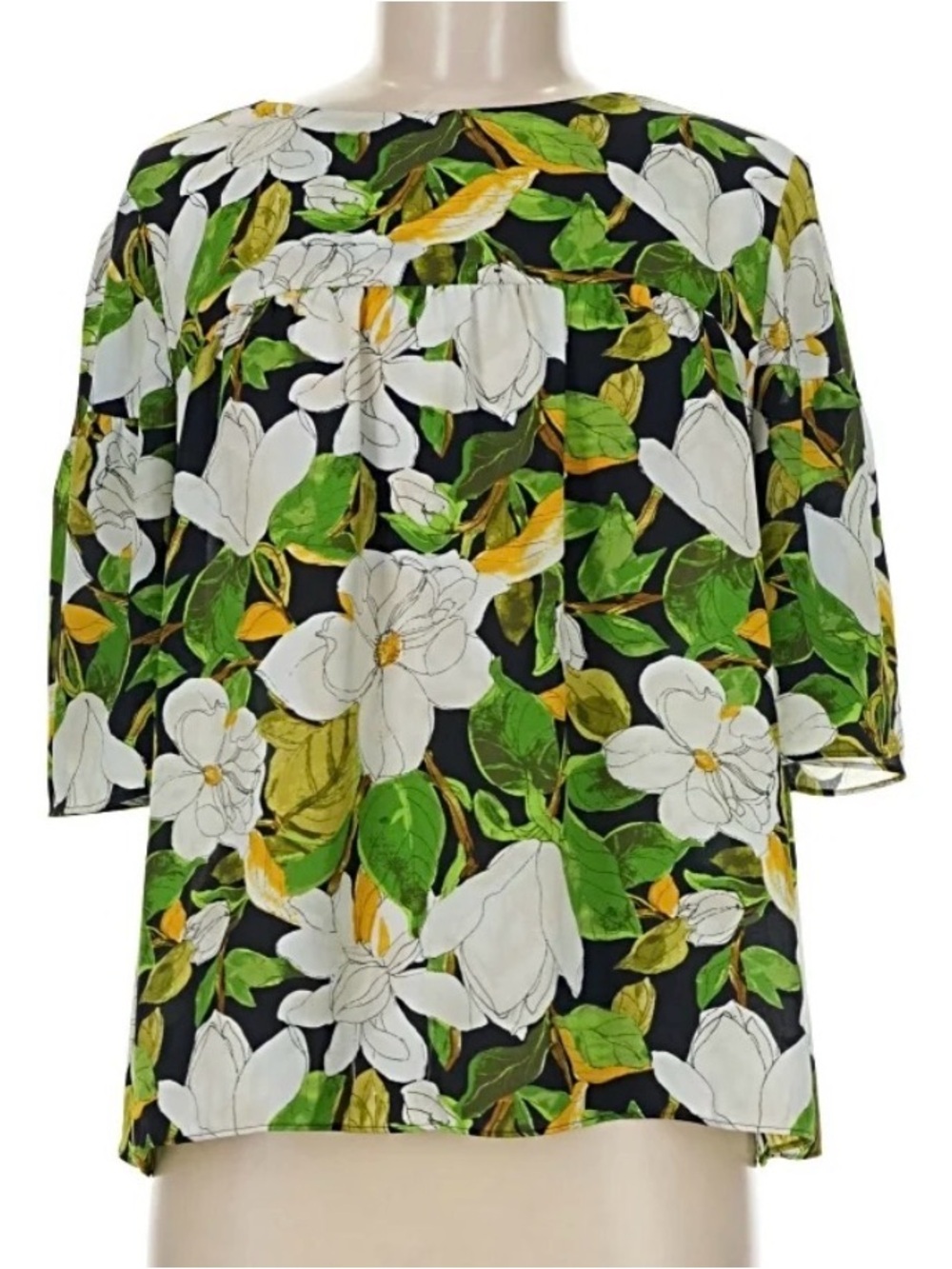 NWOT Ann Taylor Factory Floral Boatneck 3/4 Sleeve Blouse